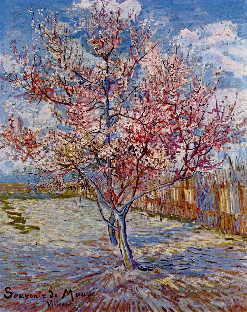 Peach Tree in Bloom à la mémoire de Mauve Vincent van Gogh Peintures à l'huile
